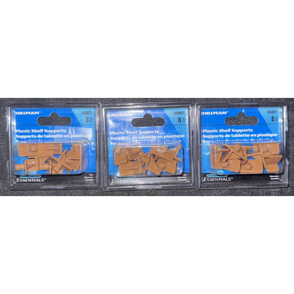3 NEW HILLMAN Hardware Essentials Plastic Shelf Supports